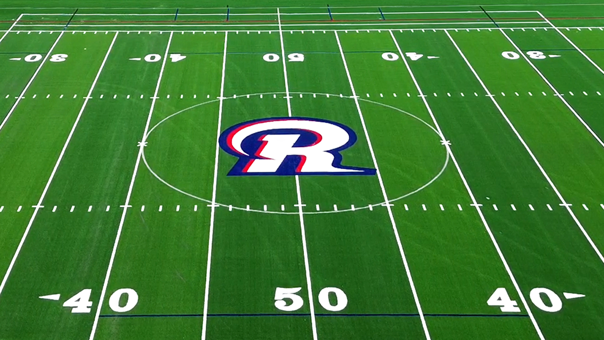 Riverside Rams midfield logo and multisport field markings