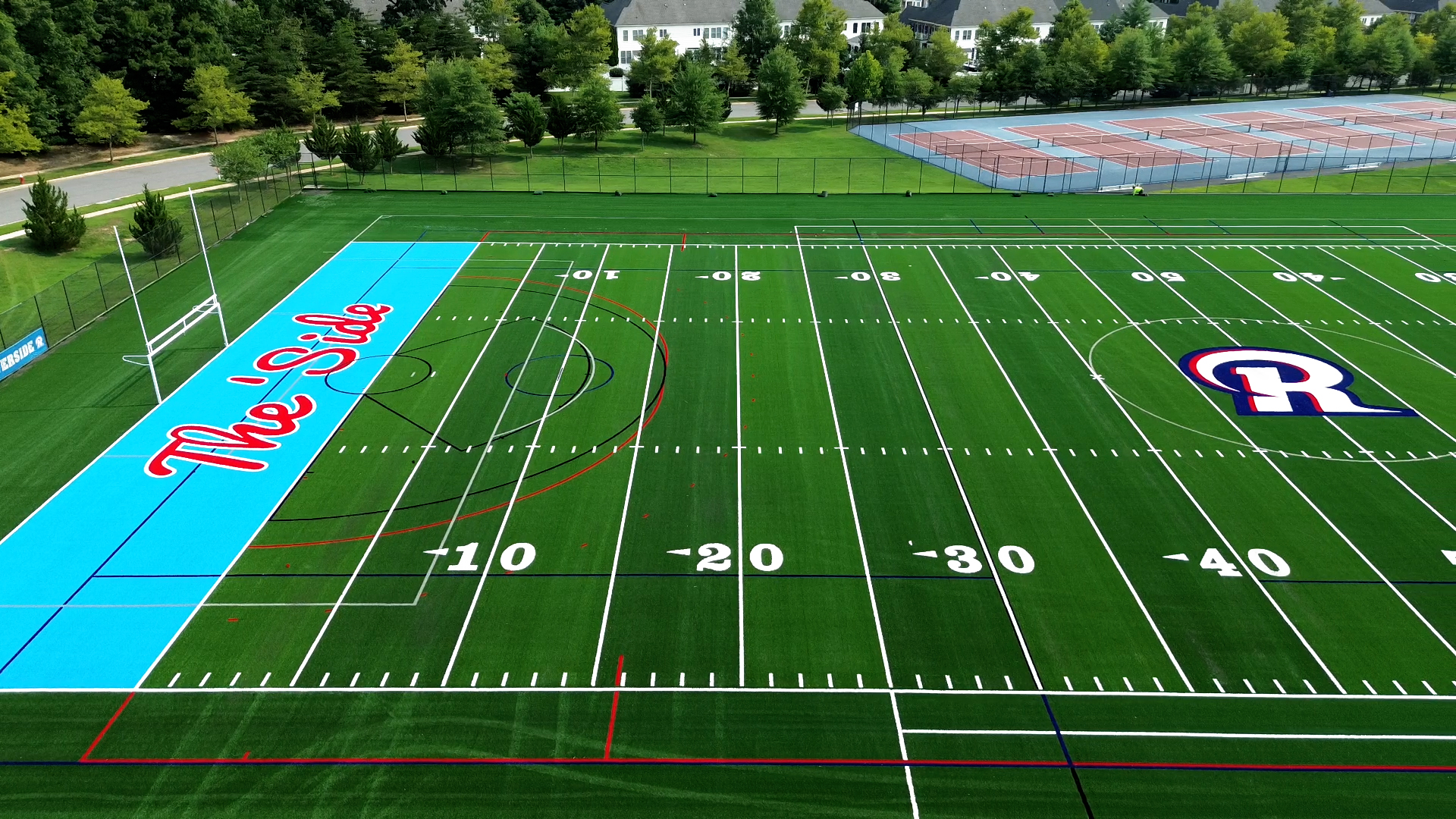 Riverside High School turf field beside The Side end zone